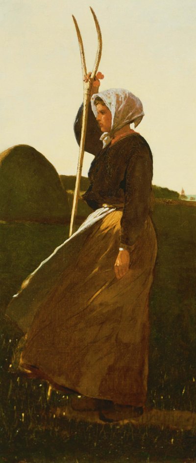 Meisje met Hooivork door Winslow Homer